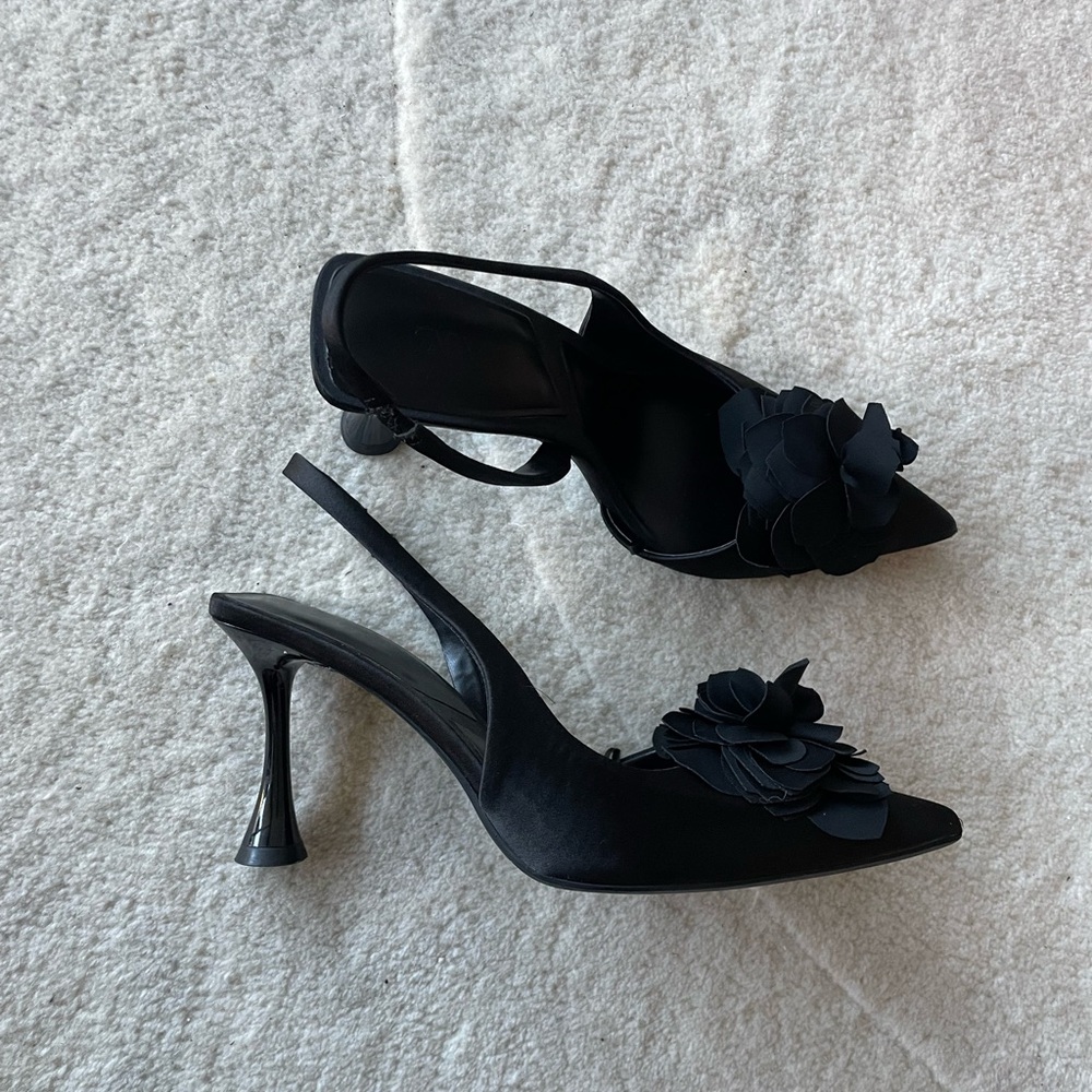 Zara Satin Slingback Heels